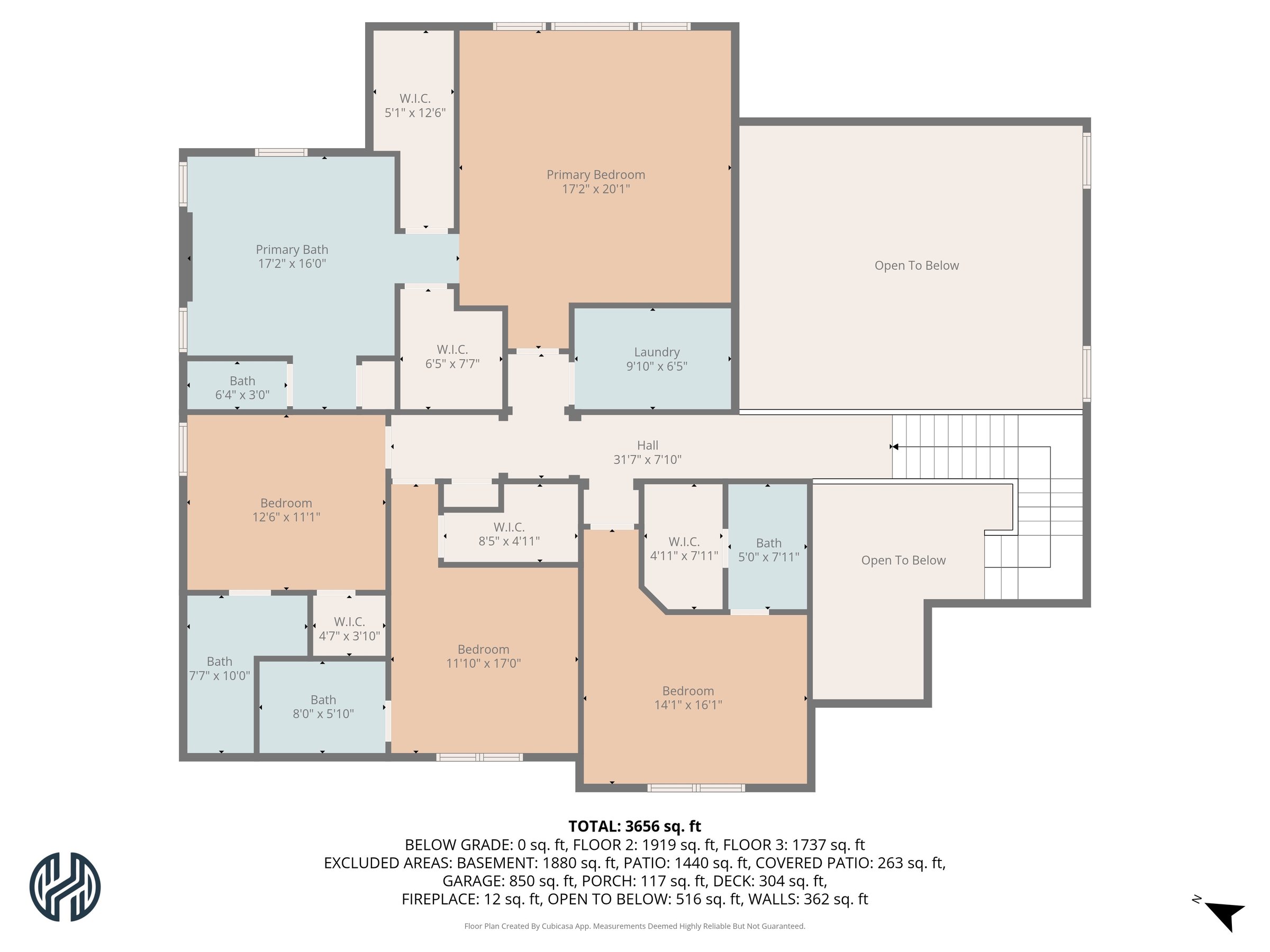 Upper-level floor plan.